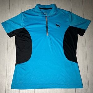 Kate Lord Golf Tennis Polo color block blue & black dog women’s Medium 1/4 Zip